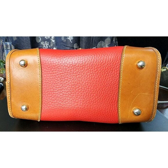 80s Dooney & Bourke Carpet Bag Small Persimmon Red Purse Satchel Tote Crossbody - Picture 16 of 16